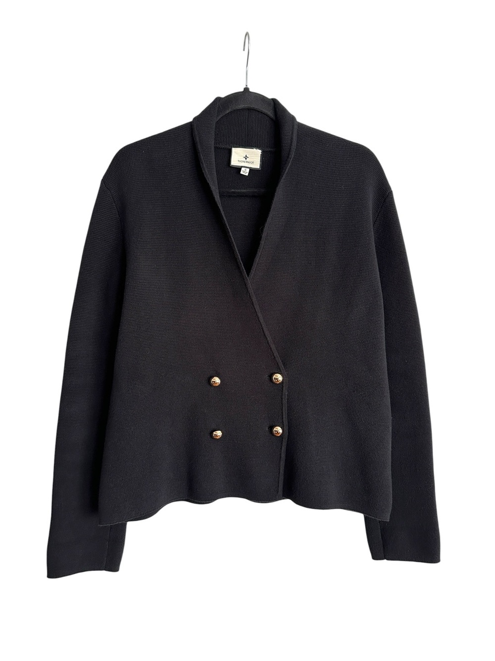 TUCKERNUCK Cassandra Cardigan Jacket Gold Buttons Black Sweater Sz Small Capsule